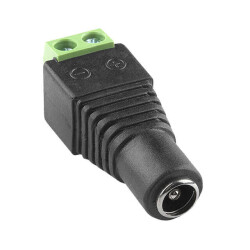 Adapter Connector Terminal Blocks, Screw Connection, 2 Pos, 1 Row To 2.1mm DC Jack Black, Green - 1