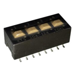 Dip Switch SPDT 4 Position Surface Mount Slide (Standard) Actuator 50mA 24VDC - 1