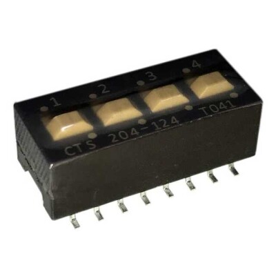 Dip Switch SPDT 4 Position Surface Mount Slide (Standard) Actuator 50mA 24VDC - 1