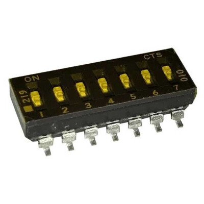 Dip Switch SPST 7 Position Surface Mount Slide (Standard) Actuator 100mA 20VDC - 1