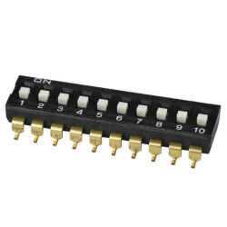 Dip Switch SPST 10 Position Surface Mount Slide (Standard) Actuator 25mA 24VDC - 1