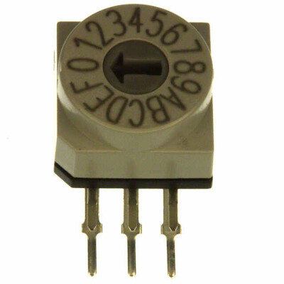 Dip Switch Hexadecimal 16 Position Through Hole, Right Angle Rotary for Tool Actuator 150mA 24VDC - 1