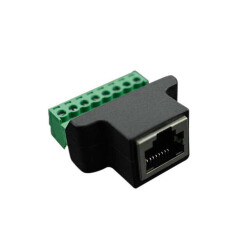 Adapter Connector Terminal Blocks, Screw Connection, 8 Pos, 1 Row To Modular, Female Jack, 8p8c (RJ45) Black, Green - 1