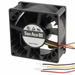 Fan Tubeaxial 12VDC Square - 80mm L x 80mm H Ball 108.0 CFM (3.02m³/min) 4 Wire Leads - 1