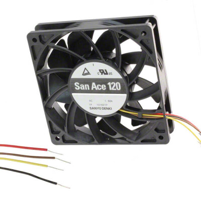 Fan Tubeaxial 12VDC Square - 119mm L x 119mm H Ball 171.0 CFM (4.79m³/min) 4 Wire Leads - 1