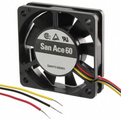 Fan Tubeaxial 24VDC Square - 60mm L x 60mm H Ball 27.5 CFM (0.770m³/min) 3 Wire Leads - 1