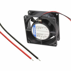 Fan Tubeaxial 24VDC Square - 80mm L x 80mm H Ball 47.1 CFM (1.32m³/min) 2 Wire Leads - 1