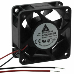 Fan Tubeaxial 24VDC Square - 60mm L x 60mm H Ball 38.4 CFM (1.08m³/min) 2 Wire Leads - 1