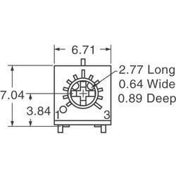 10 kOhms 0.5W, 1/2W Gull Wing Surface Mount Trimmer Potentiometer Cermet 1.0 Turn Top Adjustment - 3