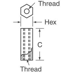 Hex Standoff Threaded M3 Brass 0.315