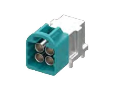 HFM®, Fakra, Quadraxial Connector Plug, Male Pin 50 Ohms Through Hole, Right Angle Solder - 1