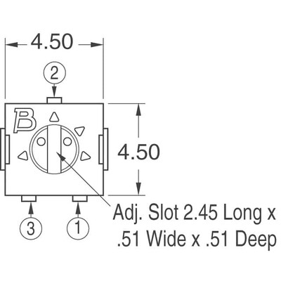 1 MOhms 0.25W, 1/4W J Lead Surface Mount Trimmer Potentiometer Cermet 1.0 Turn Top Adjustment - 3