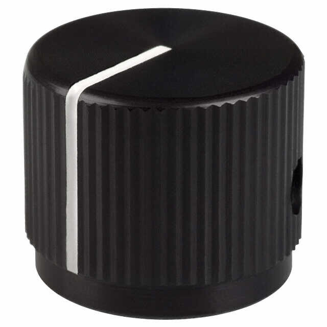  Knurled, Straight Knob 0.236" (6.00mm) Shaft With Line On Top And Side Metal Black Gloss
