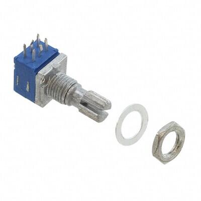 100k Ohm 2 Gang Logarithmic Panel Mount Potentiometer None 1.0 Kierros Carbon 0.025W, 1/40W PC Pins, Board Locks - 1