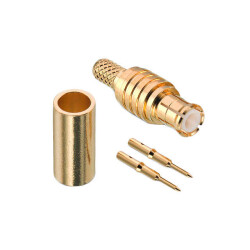 MCX Connector Plug, Male Pin 50 Ohms Free Hanging (In-Line) Crimp - 1