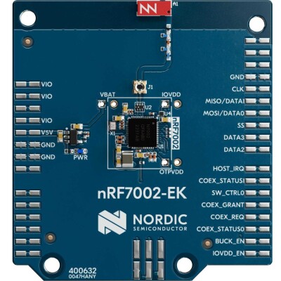 - nRF7002 Transceiver; 802.11 a/b/g/n/ac/ax (Wi-Fi, WiFi, WLAN) 2.4GHz, 5GHz Evaluation Board - 1