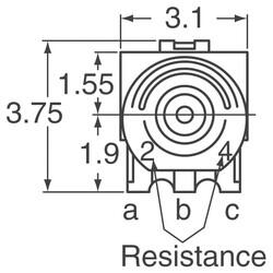 1 MOhms 0.15W J Lead Surface Mount Trimmer Potentiometer Cermet 1 Turn Bottom Adjustment - 3