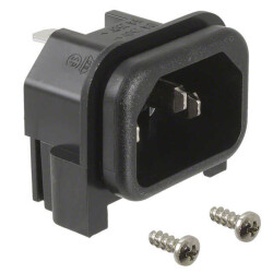 Power Entry Connector Receptacle, Male Blades IEC 320-C14 Panel Mount, Flange; Through Hole, Right Angle - 1