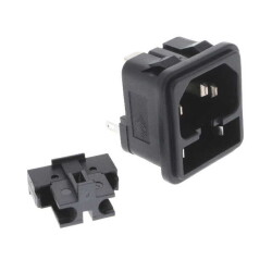 Power Entry Connector Receptacle, Male Blades - Module IEC 320-C14 Panel Mount, Snap-In - 1