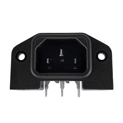 Power Entry Connector Receptacle, Male Blades IEC 320-C14 Panel Mount, Flange; Through Hole, Right Angle - 1