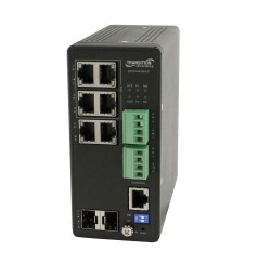 Power over Ethernet - PoE LAN SWITCH Managed Hardened PoE+ Switch (8) 10/100/1000Base-T PoE+ (4) 100/1000B - 1