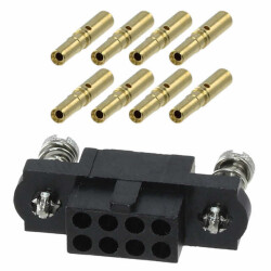 8 Position Rectangular Receptacle Connector Crimp Gold 22 AWG - 1