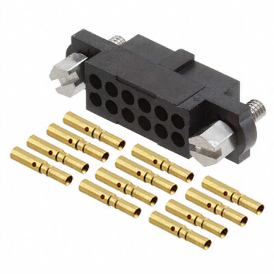 12 Position Rectangular Receptacle Connector Crimp Gold 22 AWG - 1