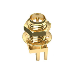 RP-SMA Connector Jack, Male Pin 50 Ohms Board Edge, End Launch; Panel Mount Solder - 1