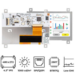 Graphic LCD Display Module Transmissive Red, Green, Blue (RGB) TFT - Color, IPS (In-Plane Switching) QSPI, SPI 4.3