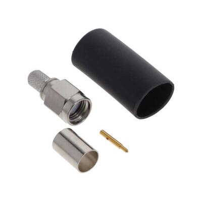 SMA Connector Plug, Male Pin 50 Ohms Free Hanging (In-Line) Crimp - 1