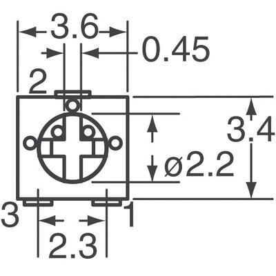 200 kOhms 0.25W, 1/4W J Lead Surface Mount Trimmer Potentiometer Cermet 1.0 Turn Top Adjustment - 2