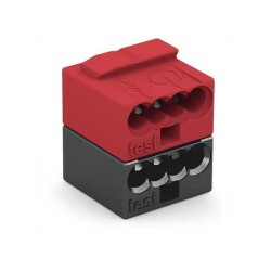 Terminal Butt Splice, Inline, Individual Openings Connector Push In 20-22 AWG Black, Red - 1