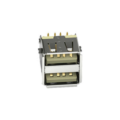 USB-A (USB TYPE-A), Stacked USB 2.0 Receptacle Connector 8 Position Board Edge, Cutout; Through Hole, Right Angle - 1