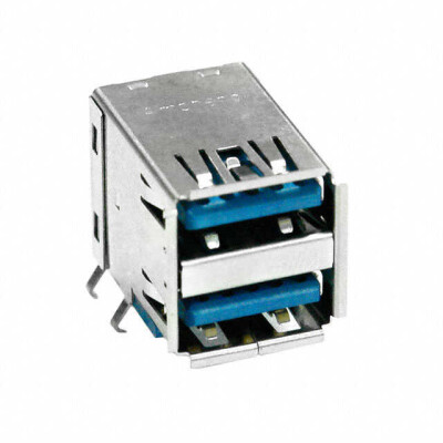 USB-A (USB TYPE-A), Stacked USB 3.2 Gen 1 (USB 3.1 Gen 1, Superspeed (USB 3.0)) Receptacle Connector 18 Position Panel Mount, Through Hole, Right Angle - 1