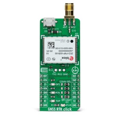 ZED-F9P Global Navigation Satellite System (GNSS) RF mikroBUS™ Click™ Platform Evaluation Expansion Board - 1